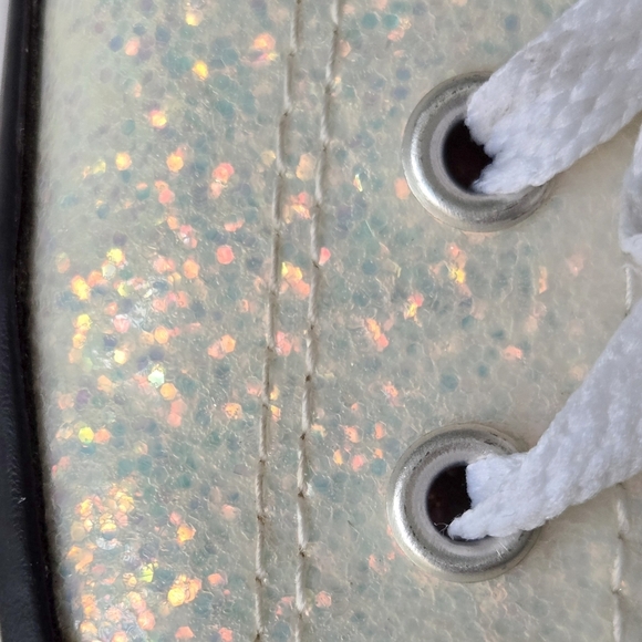 Converse All Star Ivory Iridescent Rainbow Glitter Sneakers- Children Girl's - Picture 3 of 8